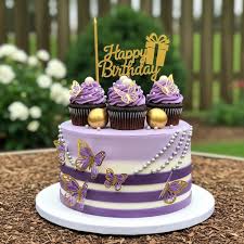 Purple Butterfly Birthday Cake
