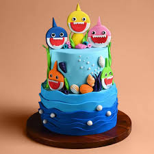 Smiley Sharks Theme Cake